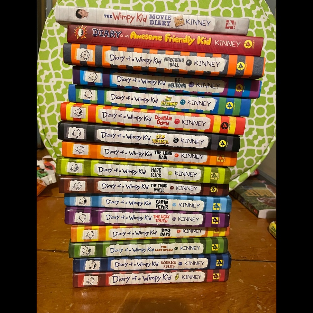 Diary of a wimpy kid books 1-14,Awesome friendly kid, and wimpy kid movie diary!